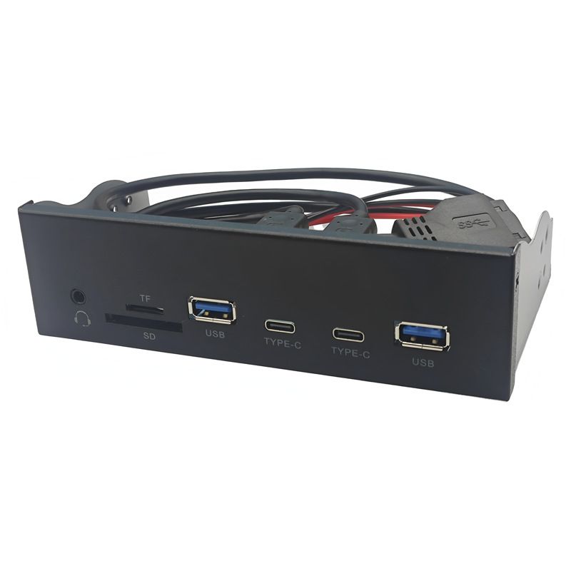 USB3.2 GEN1光驱位5.25寸面板HD音频19PIN转A口+TYPE-C+SD/TF卡座图片