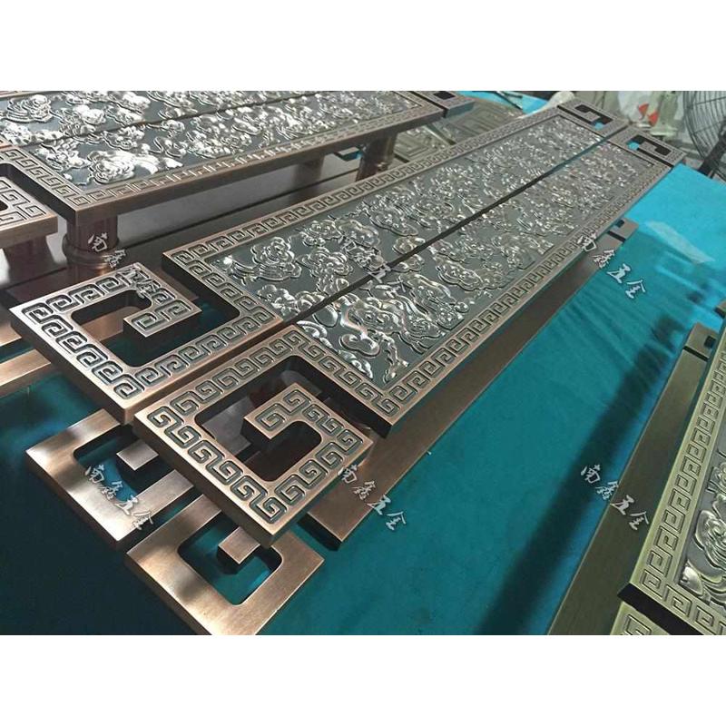 中式仿古雕刻门把手m  玻璃门拉手 酒店门把手 实木门古铜把手黑图片