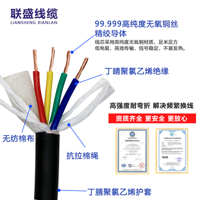 TRVV超高柔性拖链电缆多心护套线12 y14 16 18J 20 22 24 26芯 联