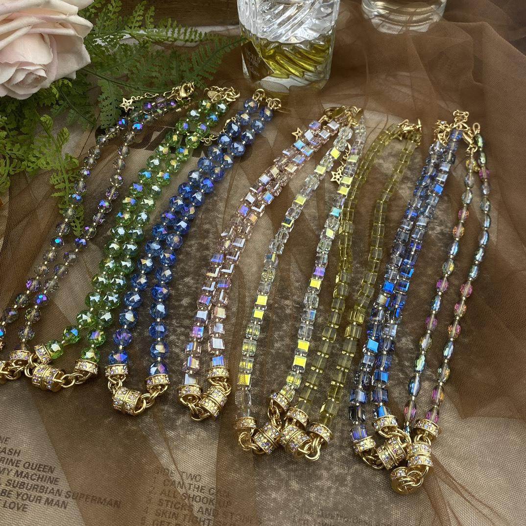 【楠阁中古】复古vintage时尚大气 多样彩色水晶项链磁吸多功能链,饰品/流行首饰/时尚饰品新,银饰项链,淘宝优惠券,粉丝福利购,淘宝优惠卷
