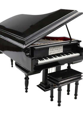 立式创意音乐盒模型摆件竖礼物创意式八音盒三Q角钢琴木质礼盒乐