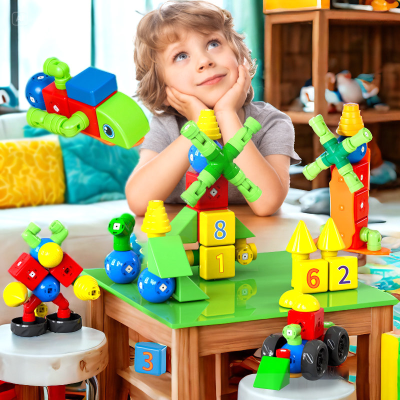 男孩子新年儿童节礼物磁力片益智积木磁铁力拼装小汽车玩具大颗粒