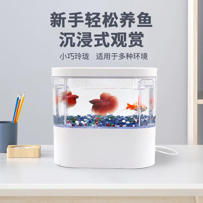适配水族箱鱼缸客厅小型免换水一体桌面热带鱼观赏微观生态迷你水