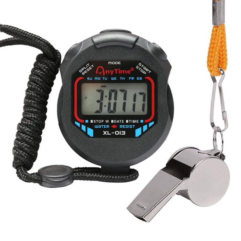 适配电子秒表多功能防水田径跑步比赛计时器单排2道金属口哨裁判