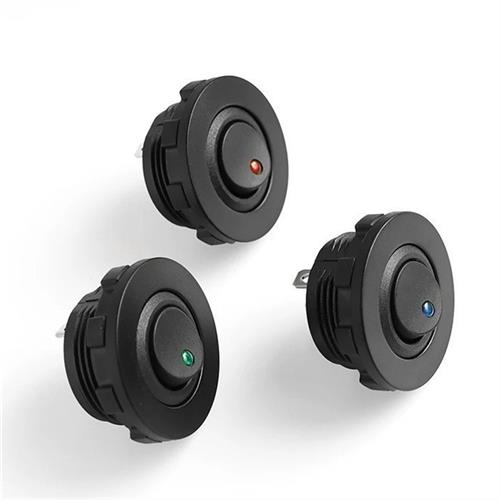 12V24V汽车改装控制开关带灯圆形开关ONOFF驾驶舱开关通用配件