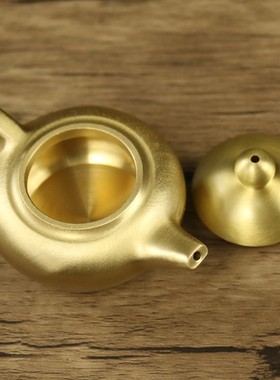 黄铜茶壶小摆件家居装饰品办公室餐厅电视柜中式桌面手把件把玩件