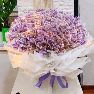 有钱花花束材料百元大钞花束人民币花束钱花束礼盒钞票花束满天星