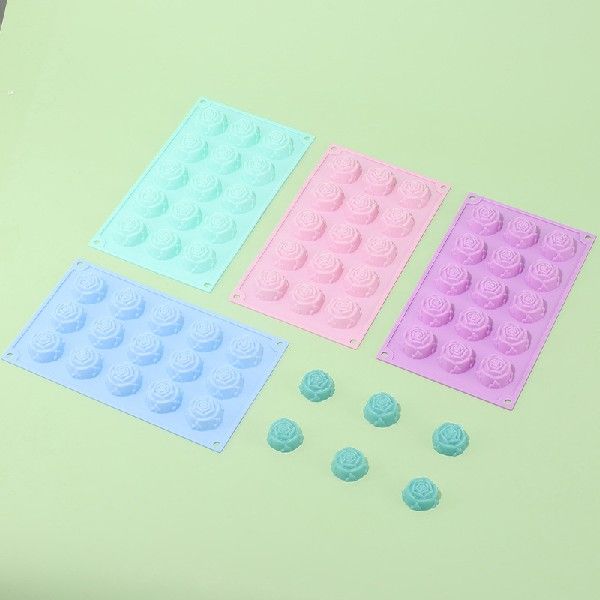1Pc 15-Cavity Cake Molds Rose Shape Silicone Mold Diy