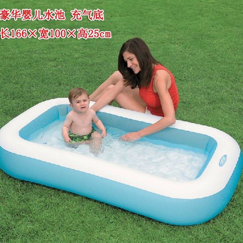 。INTEX方洋形豪华婴儿充气戏水池 婴幼儿游泳池 浴盆 海球池