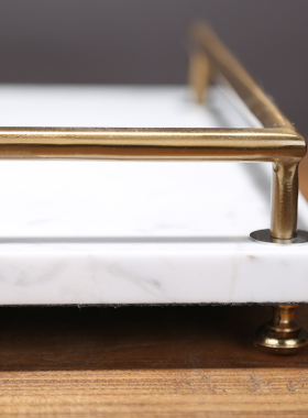 大理石收纳托盘摆件欧式样板房简约现代样板间客厅茶几床上装饰品