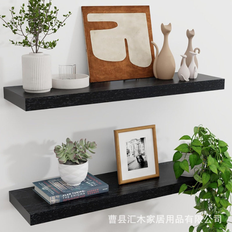 实心橡木浮动搁板 2 件套15cm 深壁挂式乡村风格木质展示架