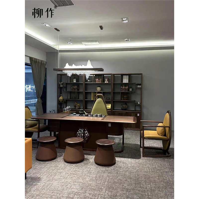 柳作新中式茶桌椅组合融合轻奢风现代茶室新宠接待会客功夫泡茶台