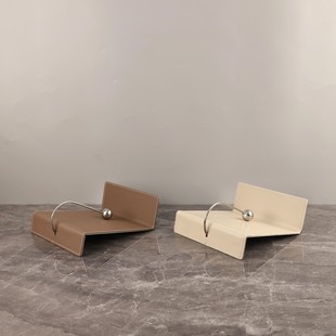 北欧极简不锈钢皮革定点纸巾架艺术摆件客厅卧室餐厅酒店家居饰品