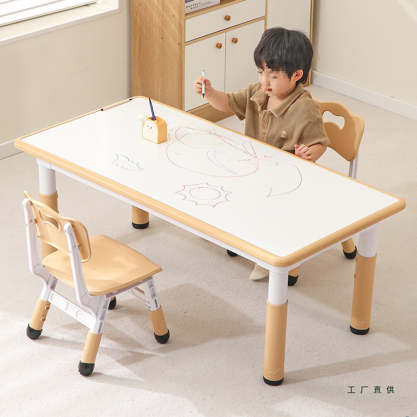 幼儿园儿童塑料学习桌椅套装
