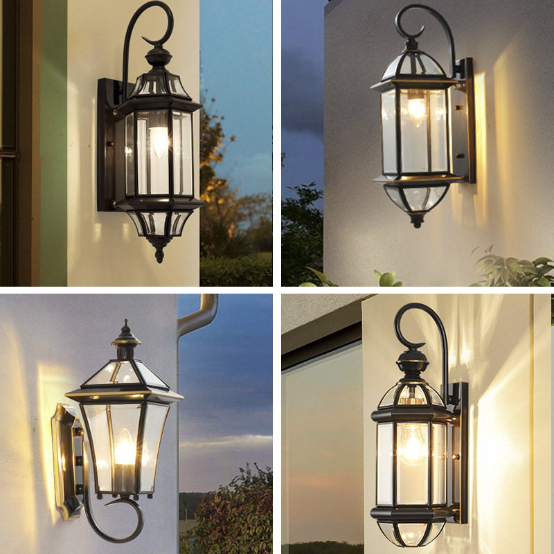 全铜户外防水欧式黑金壁灯