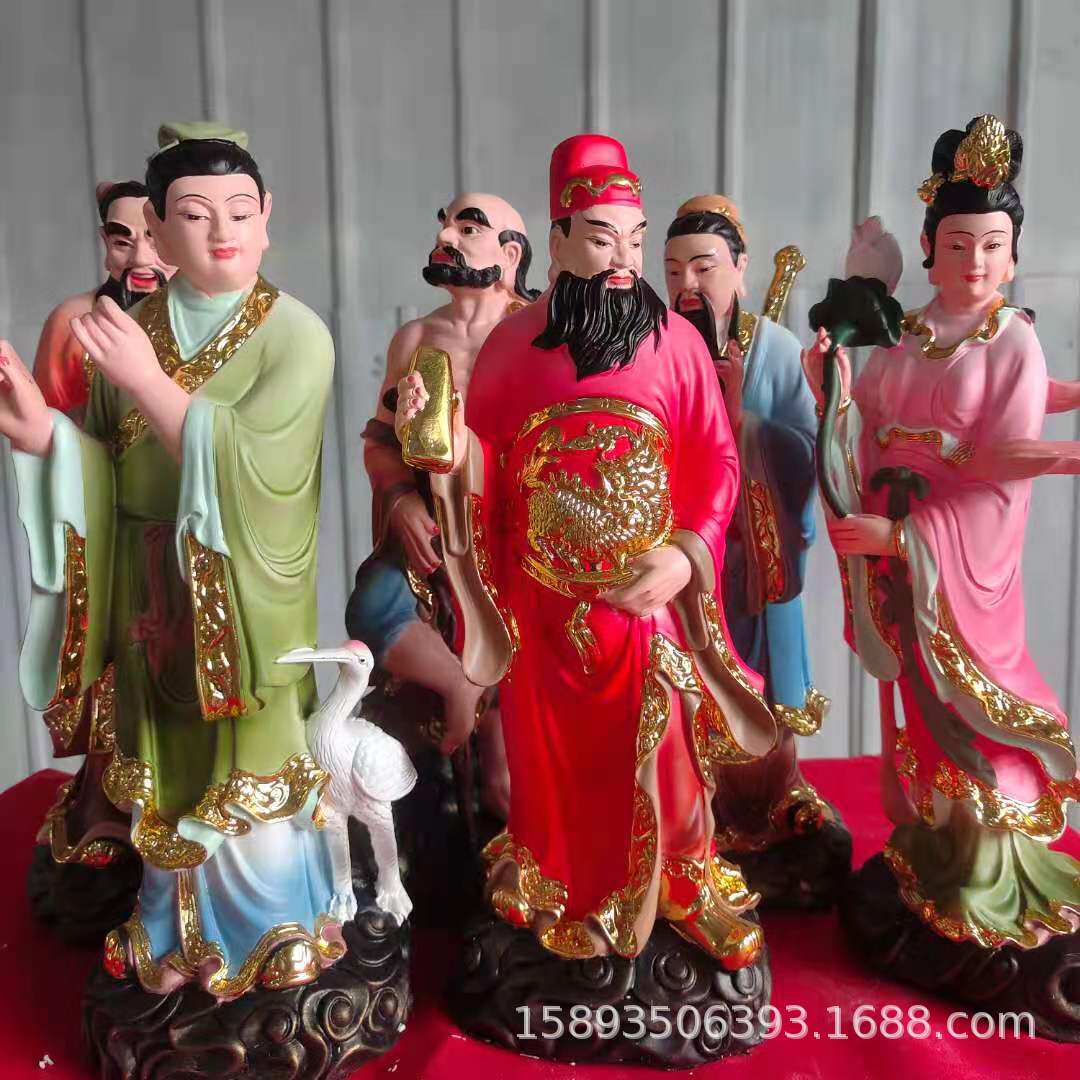 吕洞宾 何仙姑  韩湘子 铁拐李八仙神像 16寸38公分树脂彩绘摆件