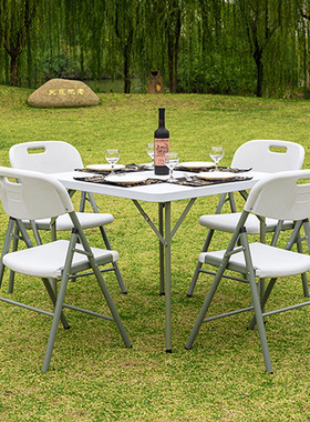 F86户外简易吹塑折叠方桌 家用折叠桌地摊野餐休闲便携折叠桌