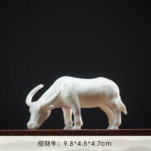 茶宠牛花盆装饰品动物摆件白瓷生肖牛年招财物微景观创意家居搭配