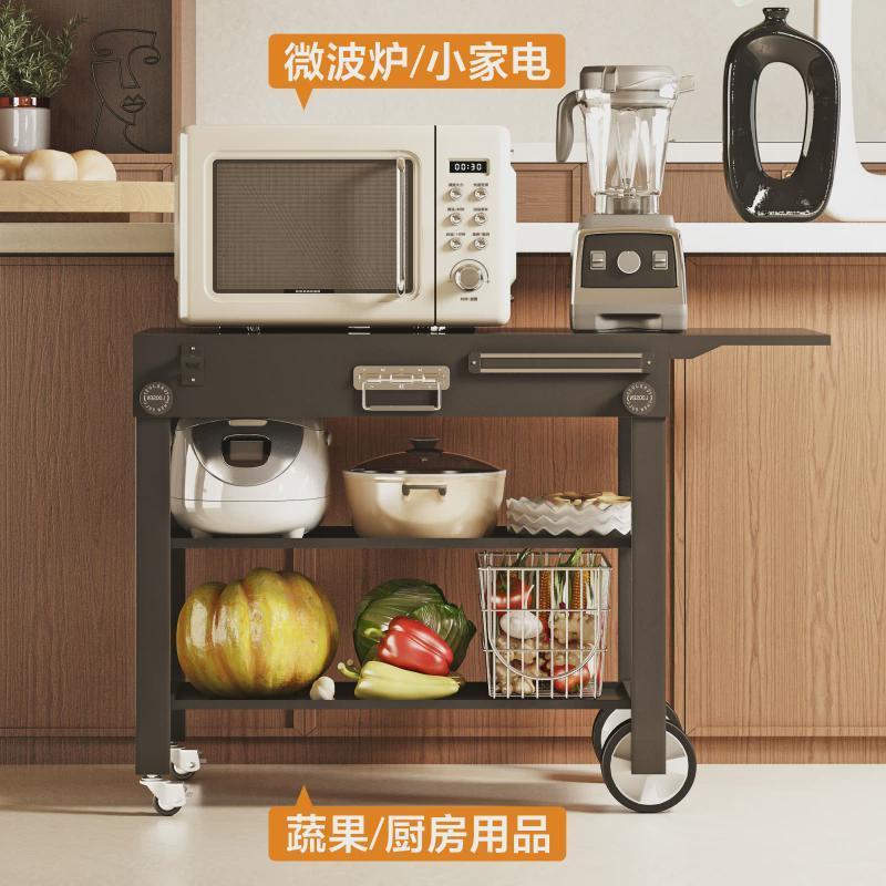 可移动厨房微波炉置物架落地锅具厨具果蔬储物多层收纳架子多功能