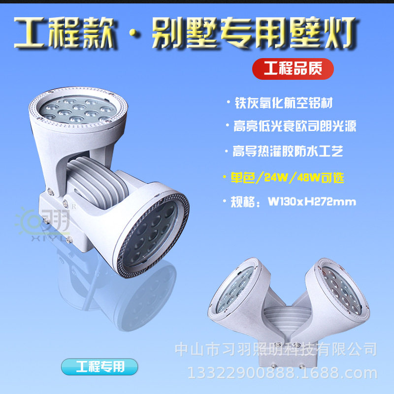 LED双头户外防水可调壁灯12W