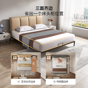 现代简约布艺床轻薄床头主卧大床小户型高脚床架双人床C092