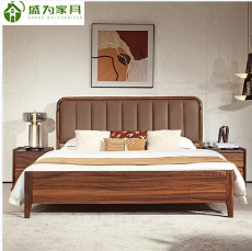 北美FAS级黑胡桃木床全实木主卧高端双人床大平层软靠婚床