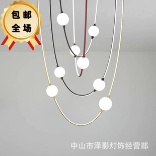 北欧创意客厅卧室魔豆线条吊灯设计师简约餐厅吧台展厅长条装 饰灯