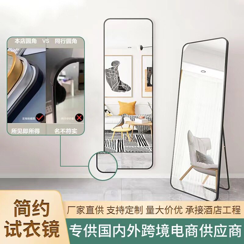 不锈钢全身镜家用落地壁挂贴墙穿衣镜宿舍卧室女生卧室挂墙试衣镜