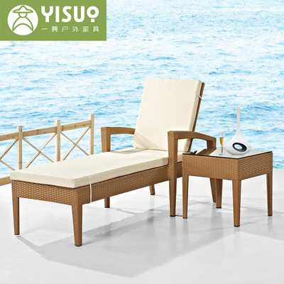 户外沙滩泳池海边度假村外摆藤编躺床庭院阳台露台创意藤沙发组合