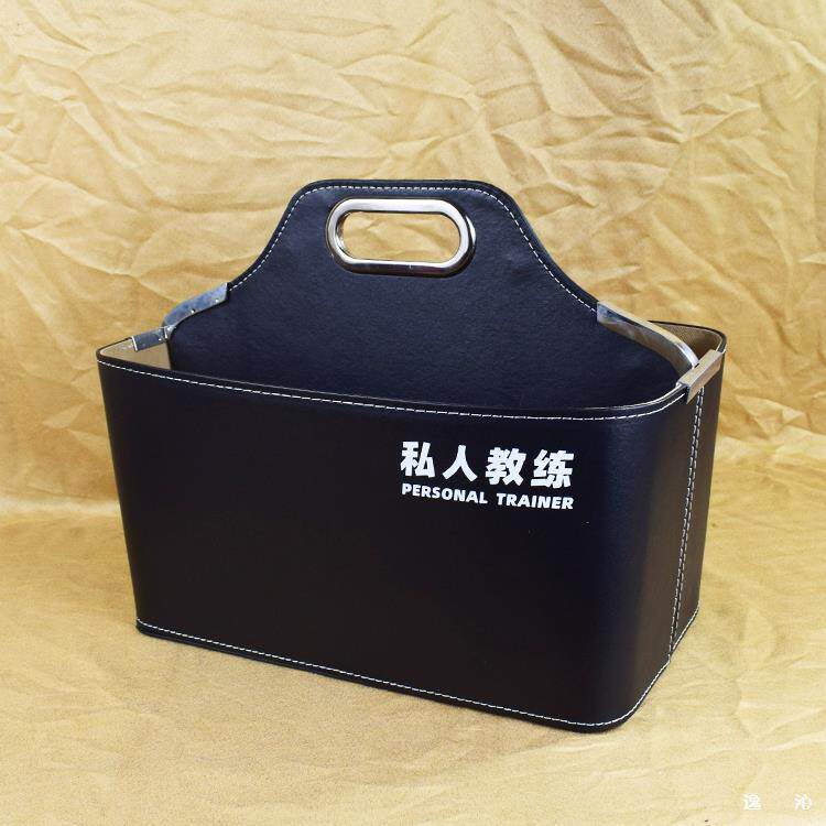健身房收纳篮私教工具篮皮革手提篮教练上课篮子酒店礼品篮