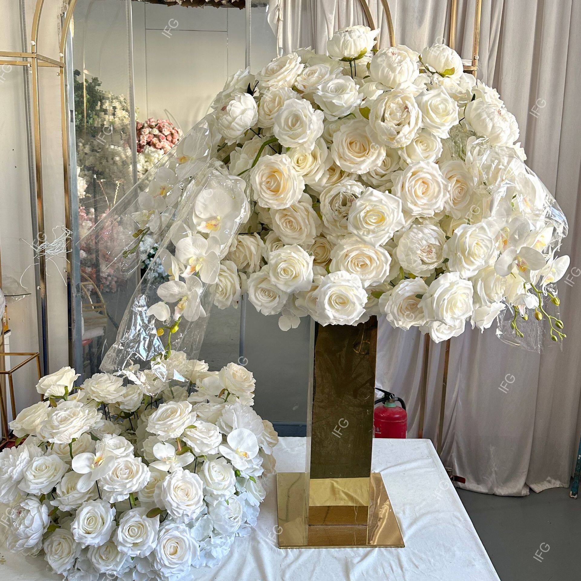 IFG新款户外婚礼仿真花装饰桌花蝴蝶兰玫瑰70+25cm花球