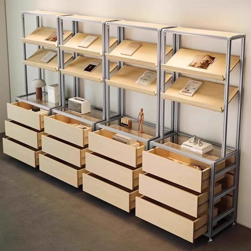 铝型材桦木落地多层样品展示柜