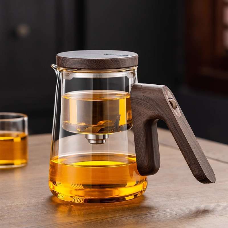 顶壶全玻璃内胆磁吸飘逸杯家用茶水分离泡茶壶套装一键过滤冲茶器