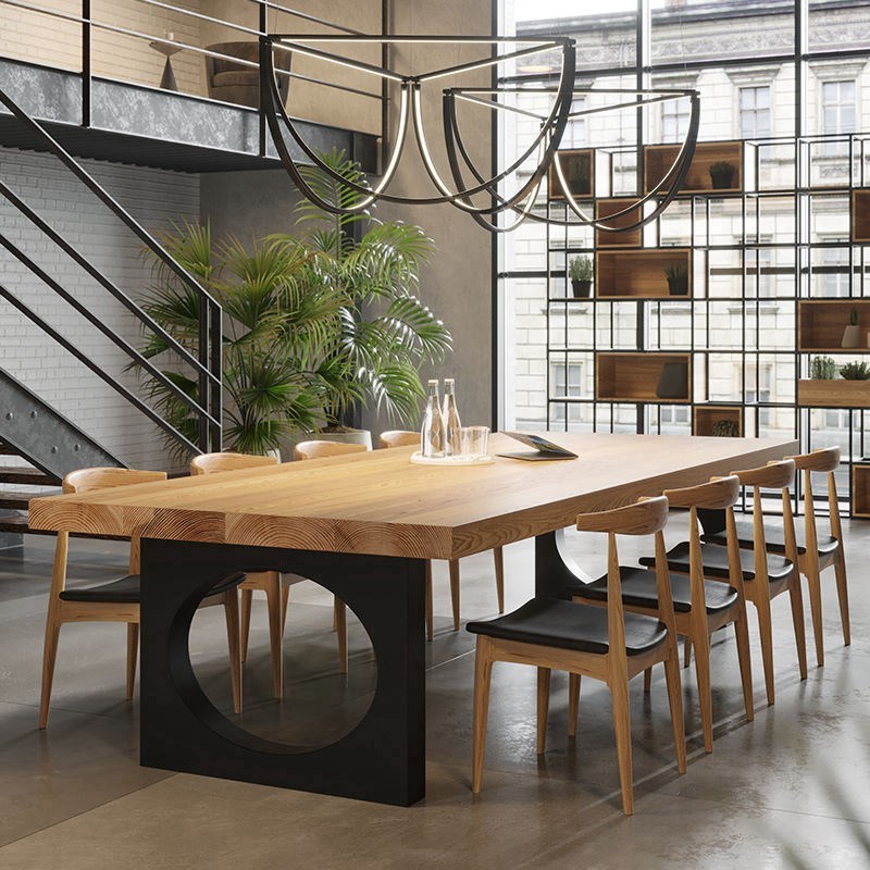 简约大型实木会议桌公司设计师长条工作台会议室培训洽谈桌椅组合