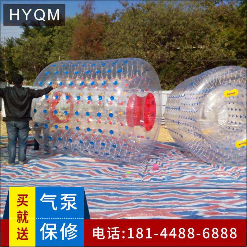 大型加厚充气水上滚筒球步行球乐园水池儿童成人雪地悠波球碰碰球