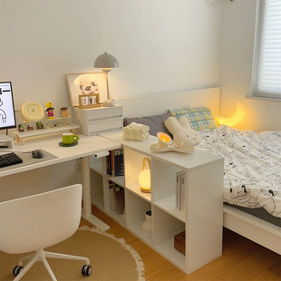 2026格子柜床边隔断柜白色书架置物架书柜收纳展示柜半包围柜子储