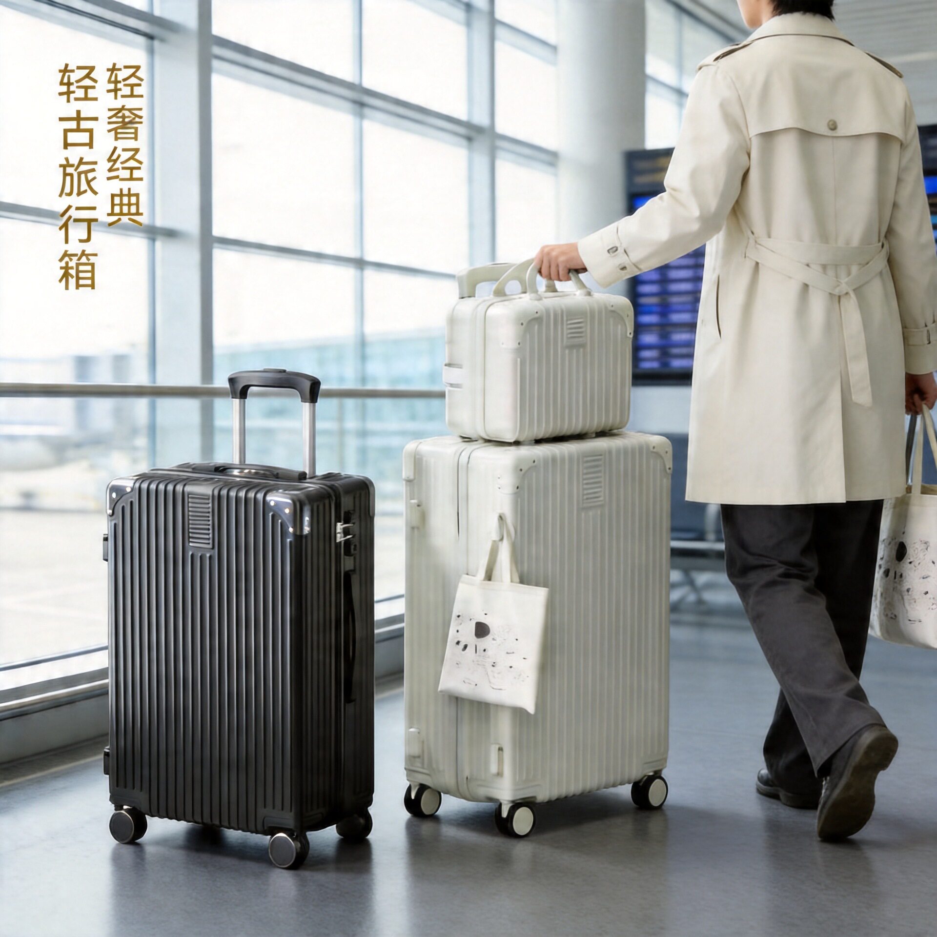 复古万向轮登机密码拉杆箱