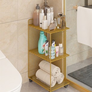 速发浴夹落地置物洗卫生间室缝收纳架架漱台旁马桶小推车可移动整