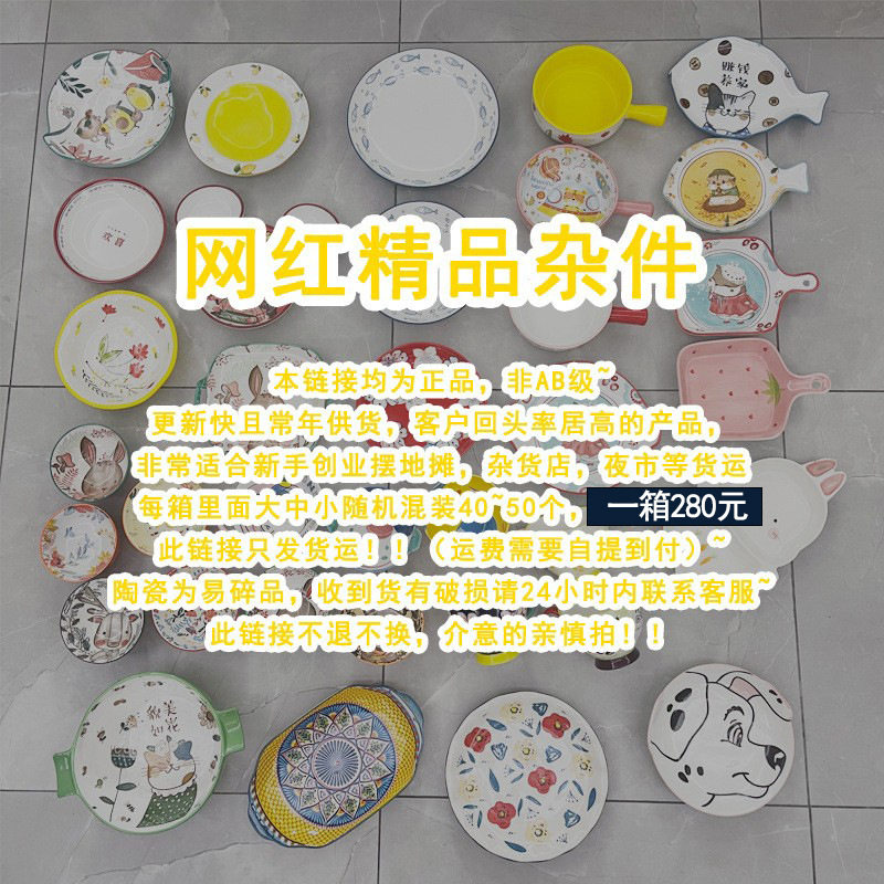 地摊陶瓷杂件批发杂货货源家用米饭碗网红杂件日用碗盘