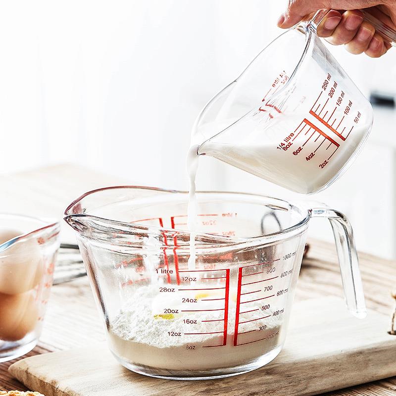 钢化玻璃量杯家用带刻度杯厨房牛奶烘焙打蛋杯小加厚耐高温大容量