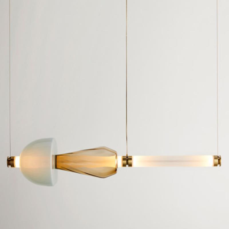 北欧创意卧室床头灯极简一字吧台设计师样板间咖啡厅餐厅玻璃吊灯