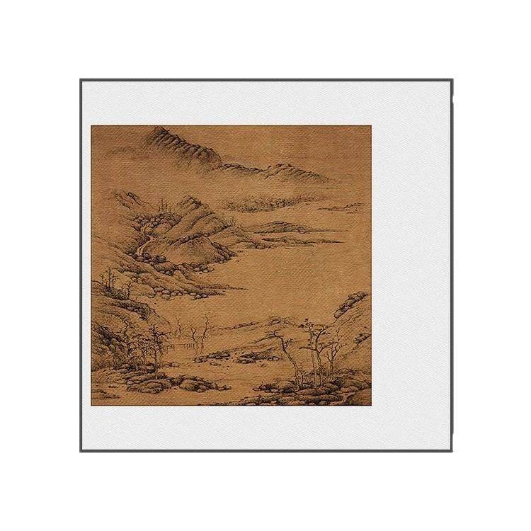 新中式高级感中国风古典山水肌理禅意玄关客厅装饰画壁画方形挂画