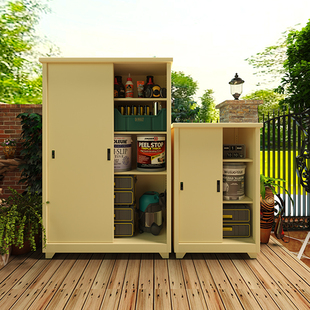 户外推拉门储物柜庭院防水防晒杂物收纳柜阳台置物柜渔具储藏柜子