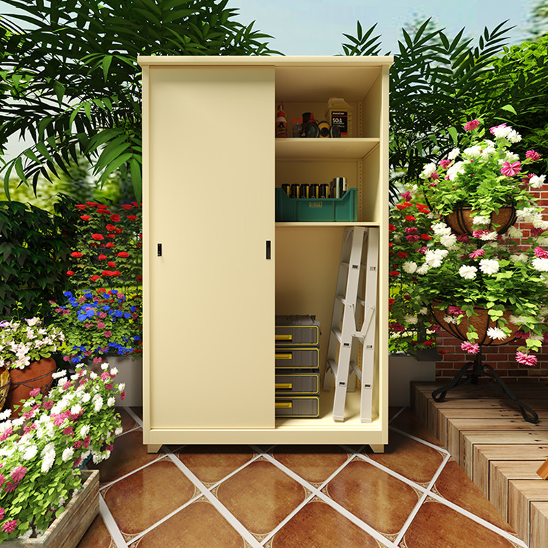 户外防雨防晒储物柜庭院杂物收纳柜阳台推拉门置物柜大容量钢制柜,住宅家具,户外储物柜,淘宝优惠券,粉丝福利购,淘宝优惠卷