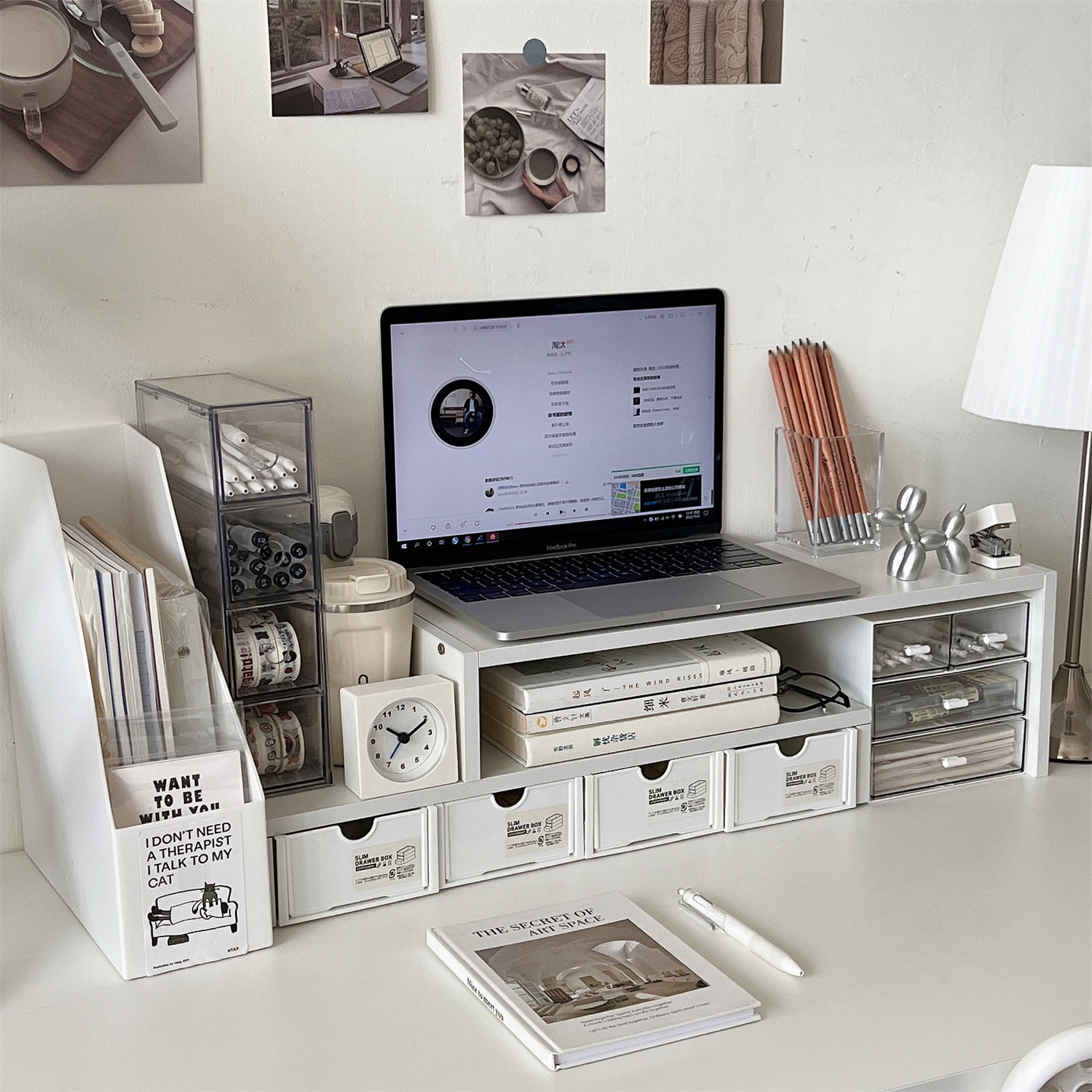 桌面置物架学生电脑增高架宿舍写字台书桌收纳盒办公工位双层架子