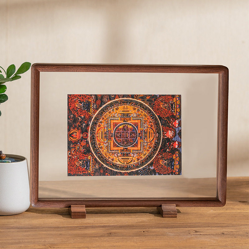 ZQa4摆台黑胡桃实木卯榫透明双面相框A3圆角画框长方形外框玻璃磁