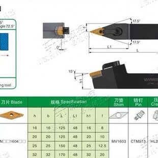 72.5度 MVVNN2020K16 MVVNN2525M16 MVVNN3232P16 数控外圆车刀杆