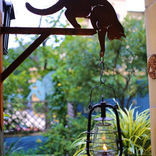 猫咪垂吊植物挂架灯架 民宿咖啡厅装饰侧招 庭院花园壁挂花盆支架