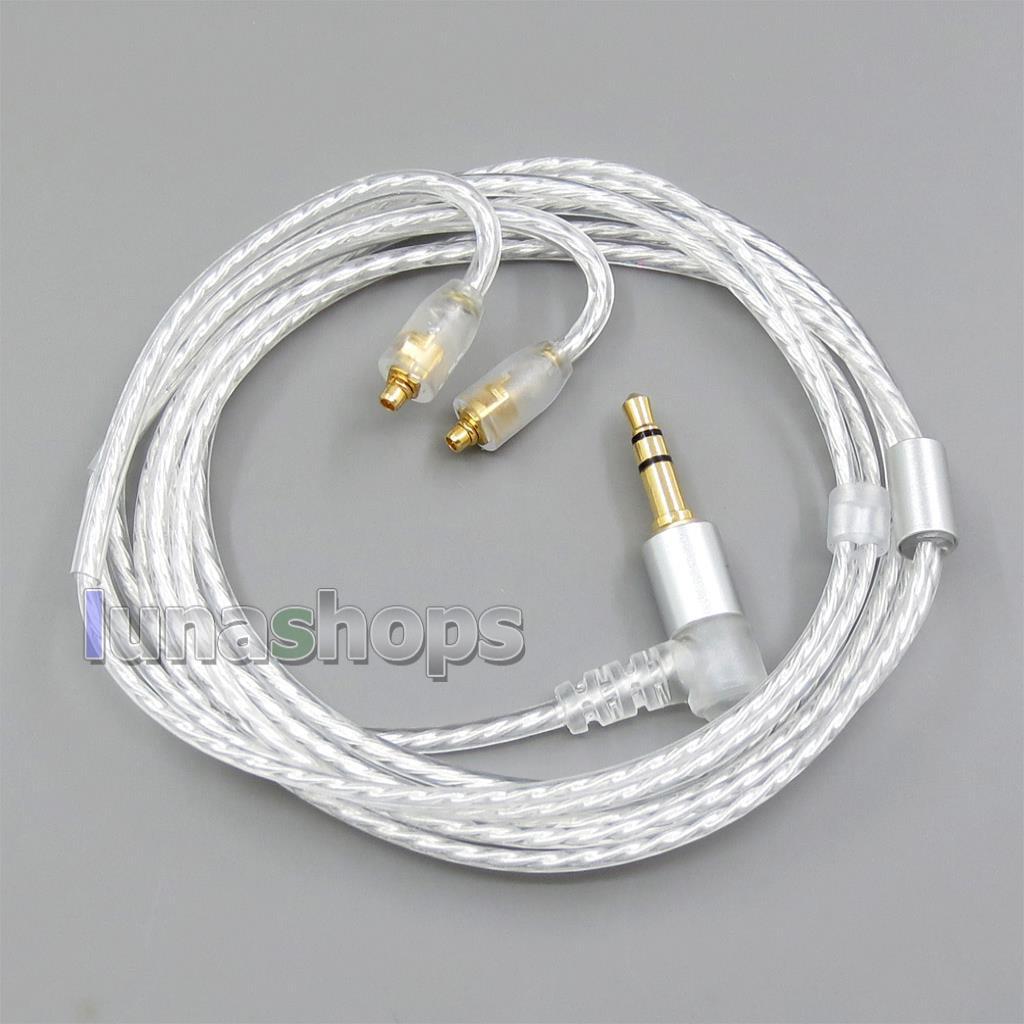适用于冰晶透明弯头DIY单晶铜镀银耳机线MMCX针适用SE535 IE8 TF1