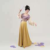 芋泥蛋黄织造司原创唐制复原款 八破裙 汉服敦煌团花唐褙子圆领直袖